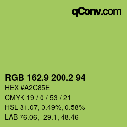 カラーコード: RGB 162.9 200.2 94 | qconv.com