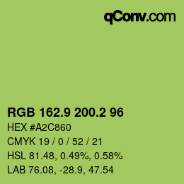 カラーコード: RGB 162.9 200.2 96 | qconv.com