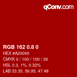 カラーコード: RGB 162 0.8 0 | qconv.com