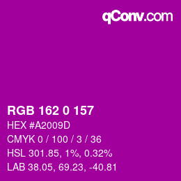 カラーコード: RGB 162 0 157 | qconv.com