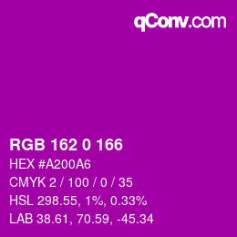 カラーコード: RGB 162 0 166 | qconv.com