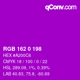 Color code: RGB 162 0 198 | qconv.com