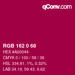 Farbcode: RGB 162 0 68 | qconv.com