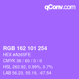 颜色代码: RGB 162 101 254 | qconv.com