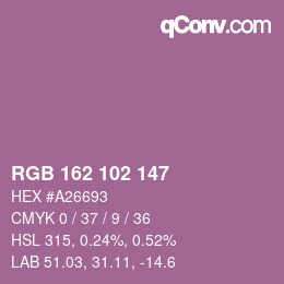 カラーコード: RGB 162 102 147 | qconv.com