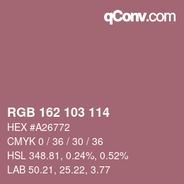 颜色代码: RGB 162 103 114 | qconv.com