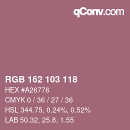颜色代码: RGB 162 103 118 | qconv.com
