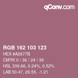 Código de color: RGB 162 103 123 | qconv.com