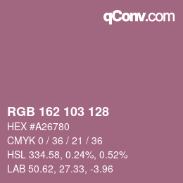 颜色代码: RGB 162 103 128 | qconv.com