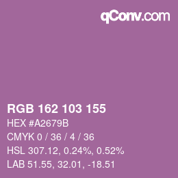 カラーコード: RGB 162 103 155 | qconv.com