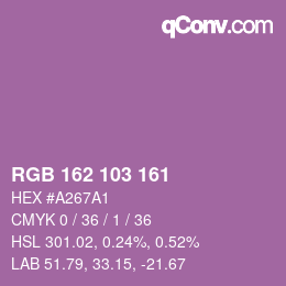 Color code: RGB 162 103 161 | qconv.com