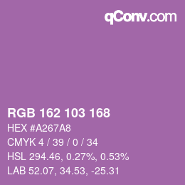 颜色代码: RGB 162 103 168 | qconv.com