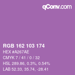 カラーコード: RGB 162 103 174 | qconv.com