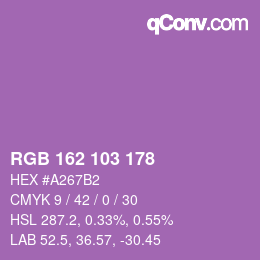 カラーコード: RGB 162 103 178 | qconv.com