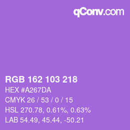 Color code: RGB 162 103 218 | qconv.com