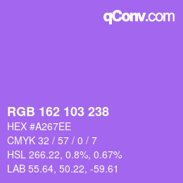 カラーコード: RGB 162 103 238 | qconv.com