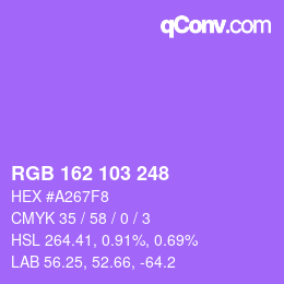 カラーコード: RGB 162 103 248 | qconv.com