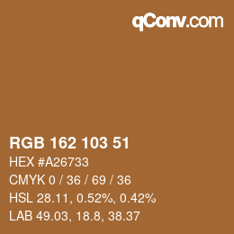 Color code: RGB 162 103 51 | qconv.com