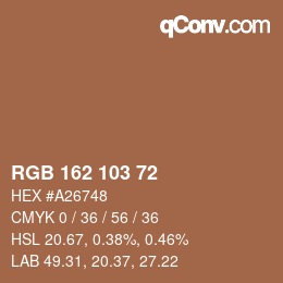 Color code: RGB 162 103 72 | qconv.com