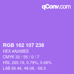Color code: RGB 162 107 238 | qconv.com