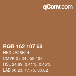 カラーコード: RGB 162 107 68 | qconv.com