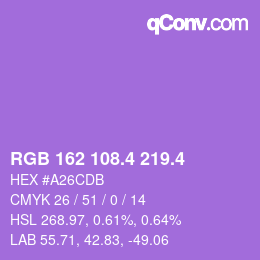 カラーコード: RGB 162 108.4 219.4 | qconv.com