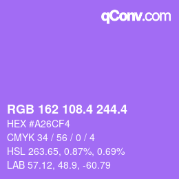 カラーコード: RGB 162 108.4 244.4 | qconv.com