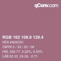 カラーコード: RGB 162 108.8 129.4 | qconv.com