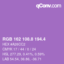 カラーコード: RGB 162 108.8 194.4 | qconv.com