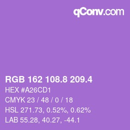カラーコード: RGB 162 108.8 209.4 | qconv.com