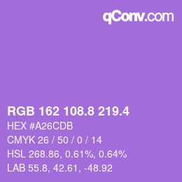 カラーコード: RGB 162 108.8 219.4 | qconv.com