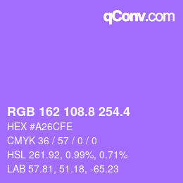 カラーコード: RGB 162 108.8 254.4 | qconv.com
