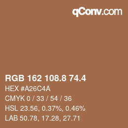 カラーコード: RGB 162 108.8 74.4 | qconv.com