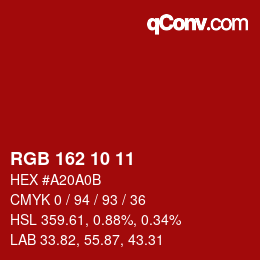 カラーコード: RGB 162 10 11 | qconv.com