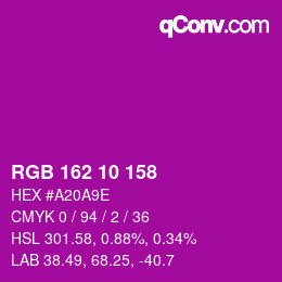 Color code: RGB 162 10 158 | qconv.com