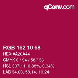 Color code: RGB 162 10 68 | qconv.com