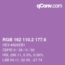 カラーコード: RGB 162 110.2 177.6 | qconv.com