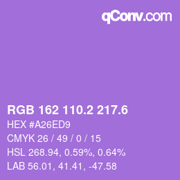カラーコード: RGB 162 110.2 217.6 | qconv.com