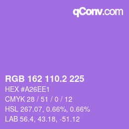 カラーコード: RGB 162 110.2 225 | qconv.com
