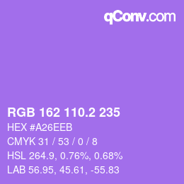 カラーコード: RGB 162 110.2 235 | qconv.com
