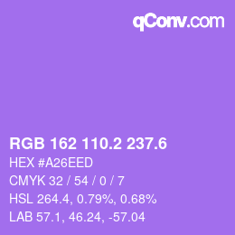 カラーコード: RGB 162 110.2 237.6 | qconv.com