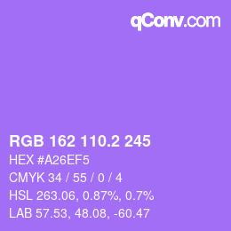 カラーコード: RGB 162 110.2 245 | qconv.com