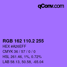 カラーコード: RGB 162 110.2 255 | qconv.com