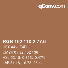 カラーコード: RGB 162 110.2 77.6 | qconv.com