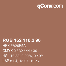カラーコード: RGB 162 110.2 90 | qconv.com