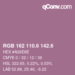 カラーコード: RGB 162 110.6 142.6 | qconv.com