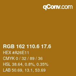 カラーコード: RGB 162 110.6 17.6 | qconv.com