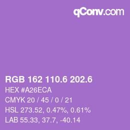 カラーコード: RGB 162 110.6 202.6 | qconv.com