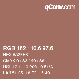 カラーコード: RGB 162 110.6 97.6 | qconv.com