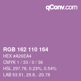 Código de color: RGB 162 110 164 | qconv.com